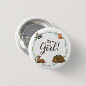 Badge Rond 2,50 Cm Baby shower animal de la forêt (Devant & derrière)