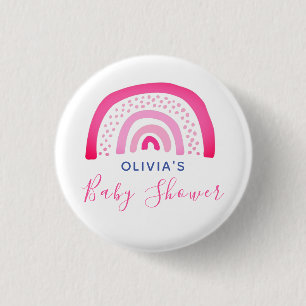 Badge Rond 2,50 Cm Baby shower arc-en-ciel rose