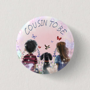 Badge Rond 2,50 Cm Baby shower bébé et chiot Cousin à être