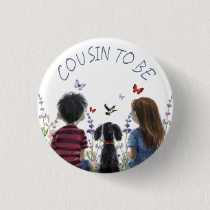 Badge Rond 2,50 Cm Baby shower bébé et chiot Cousin à être