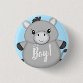 Badge Rond 2,50 Cm Baby shower bleu âne (Devant)