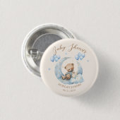 Badge Rond 2,50 Cm Baby shower Blue Teddy Bear Stars (Devant & derrière)