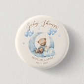 Badge Rond 2,50 Cm Baby shower Blue Teddy Bear Stars (Devant)