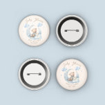 Badge Rond 2,50 Cm Baby shower Blue Teddy Bear Stars<br><div class="desc">Notre collection de baby showers "Blue Teddy Bear" comprend de mignons ours de bébé avec lune, des nuages et des ballons couplés avec l'élégant script "Bearly wait". Cette collection se décline en deux couleurs de base et de nombreuses combinaisons arrière - plans que vous pouvez adapter à vos besoins. Consultez...</div>