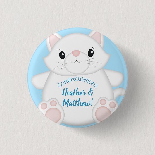Badge Rond 2,50 Cm Baby shower chat Kitty Blue (Devant)