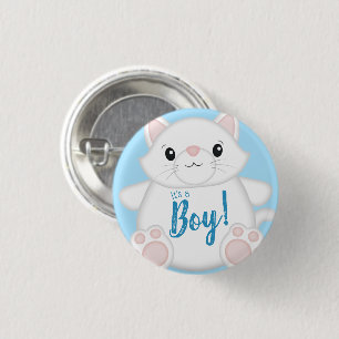 Badge Rond 2,50 Cm Baby shower chat Kitty Blue