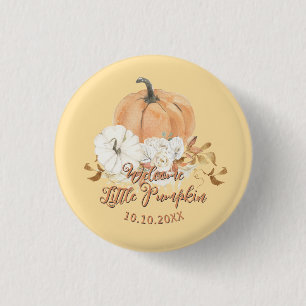 Badge Rond 2,50 Cm Baby shower Citrouille Pastel Orange Little