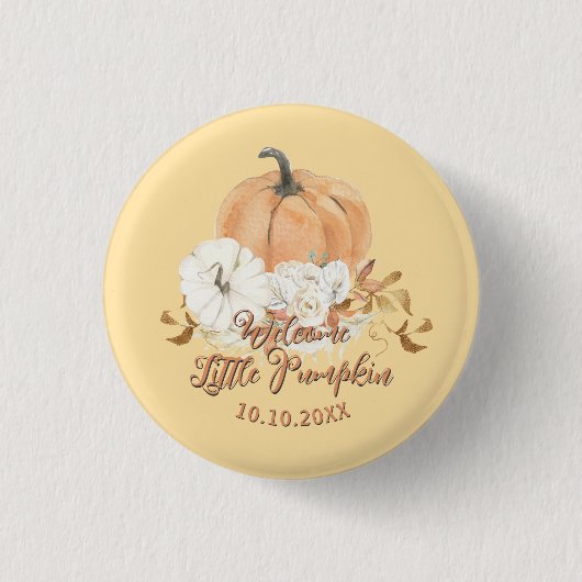 Badge Rond 2,50 Cm Baby shower Citrouille Pastel Orange Little (Devant)