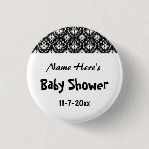 Badge Rond 2,50 Cm Baby shower Damas noir et blanc
