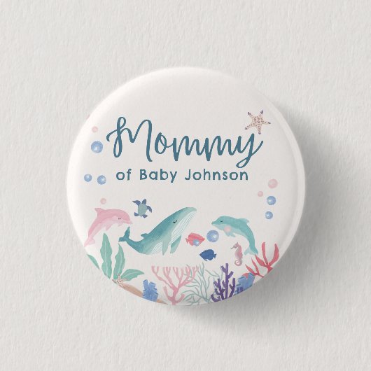 Badge Rond 2,50 Cm Baby shower d'aquarelle maman (Devant)