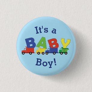 Badge Rond 2,50 Cm Baby shower de camion de construction