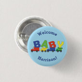 Badge Rond 2,50 Cm Baby shower de camions (Devant & derrière)