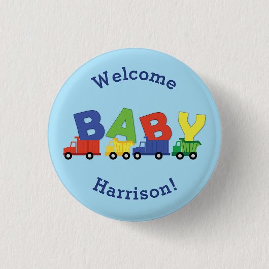 Badge Rond 2,50 Cm Baby shower de camions (Devant)