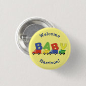 Badge Rond 2,50 Cm Baby shower de camions (Devant & derrière)