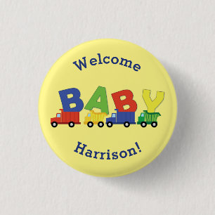 Badge Rond 2,50 Cm Baby shower de camions