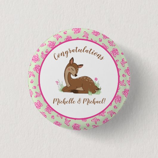Badge Rond 2,50 Cm Baby shower de cerfs (Devant)
