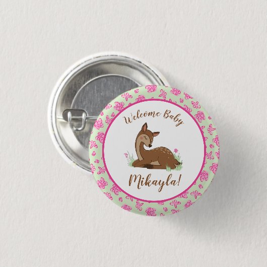 Badge Rond 2,50 Cm Baby shower de cerfs (Devant & derrière)