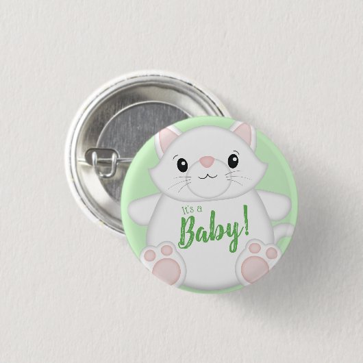 Badge Rond 2,50 Cm Baby shower de chat Kitty (Devant & derrière)