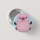 Badge Rond 2,50 Cm Baby shower de cochon bleu (Devant & derrière)