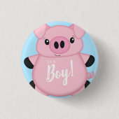 Badge Rond 2,50 Cm Baby shower de cochon bleu (Devant)