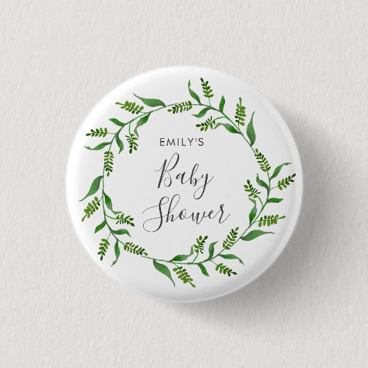 Badge Rond 2,50 Cm Baby shower de couronne rustique (Devant)