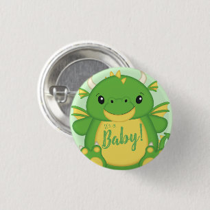 Badge Rond 2,50 Cm Baby shower de dragon vert