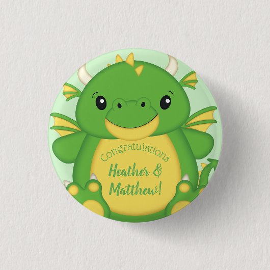 Badge Rond 2,50 Cm Baby shower de dragon vert (Devant)