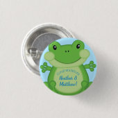 Badge Rond 2,50 Cm Baby shower de grenouille bleu (Devant & derrière)