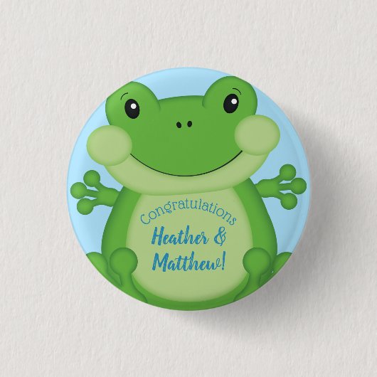 Badge Rond 2,50 Cm Baby shower de grenouille bleu (Devant)