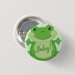 Badge Rond 2,50 Cm Baby shower de grenouille vert