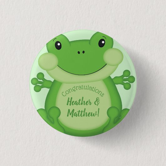 Badge Rond 2,50 Cm Baby shower de grenouille vert (Devant)