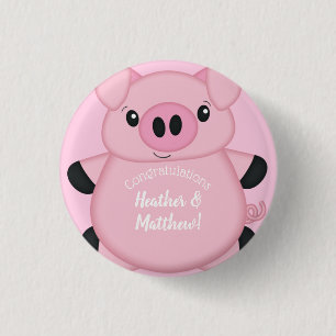 Badge Rond 2,50 Cm Baby shower de porc rose