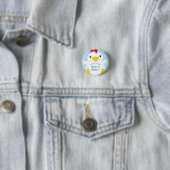 Badge Rond 2,50 Cm Baby shower de poulet Blue Boy (En situation)