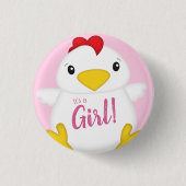 Badge Rond 2,50 Cm Baby shower de poulet rose (Devant)