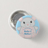 Badge Rond 2,50 Cm Baby shower de souris bleu (Devant & derrière)