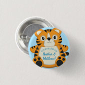 Badge Rond 2,50 Cm Baby shower de tigre bleu (Devant & derrière)