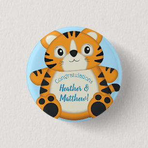 Badge Rond 2,50 Cm Baby shower de tigre bleu