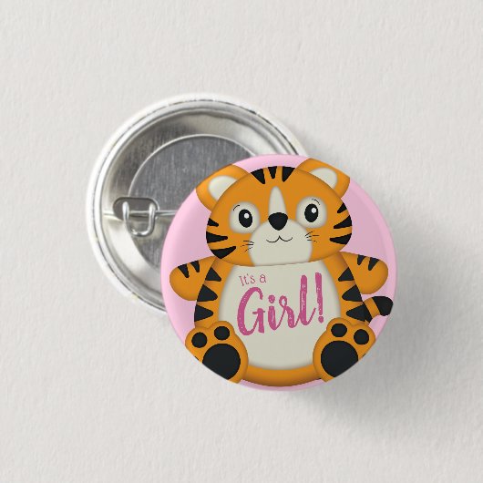 Badge Rond 2,50 Cm Baby shower de tigre rose (Devant & derrière)