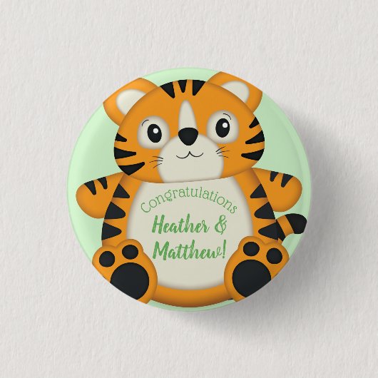 Badge Rond 2,50 Cm Baby shower de tigre vert (Devant)