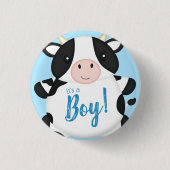 Badge Rond 2,50 Cm Baby shower de vache bleu (Devant)