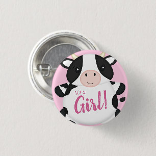 Badge Rond 2,50 Cm Baby shower de vache rose