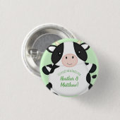 Badge Rond 2,50 Cm Baby shower de vache vert (Devant & derrière)