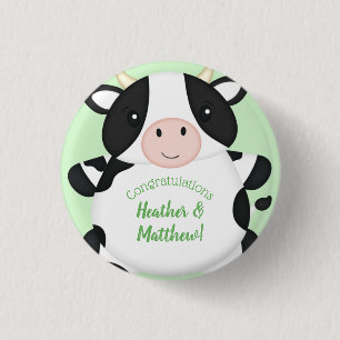 Badge Rond 2,50 Cm Baby shower de vache vert