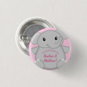 Badge Rond 2,50 Cm Baby shower d'éléphant rose (Devant & derrière)