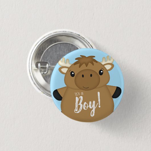 Badge Rond 2,50 Cm Baby shower d'orignal bleu (Devant & derrière)