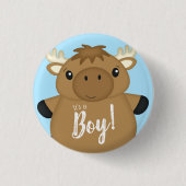 Badge Rond 2,50 Cm Baby shower d'orignal bleu (Devant)