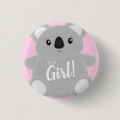 Badge Rond 2,50 Cm Baby shower d'ours rose Koala (Devant)