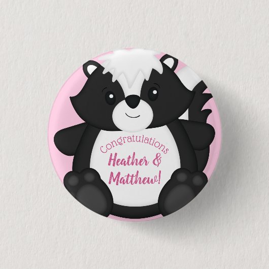 Badge Rond 2,50 Cm Baby shower en peau rose (Devant)