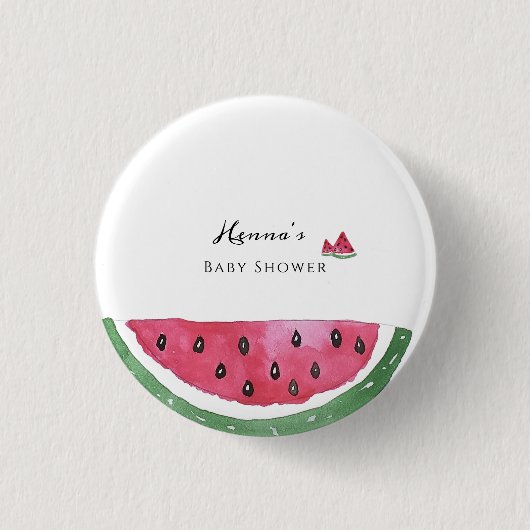 Badge Rond 2,50 Cm Baby Shower Été Pastèque (Devant)