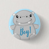 Badge Rond 2,50 Cm Baby shower Hippo bleu (Devant)